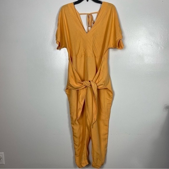 Free People Shining Sun Orange Tie-Front Jumpsuit - Picture 2 of 14